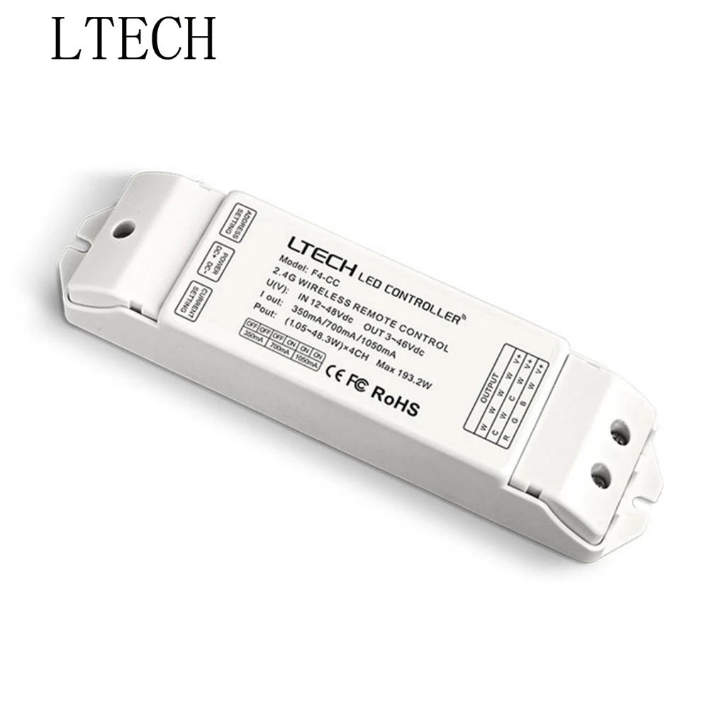 

Xnbada LTECH F4-CC Wireless Receiver DC12-48V Input CC 350/700/1050mA *4CH Output RF 2.4GHz For Dimming/CT/RGB/RGBW Led Lights