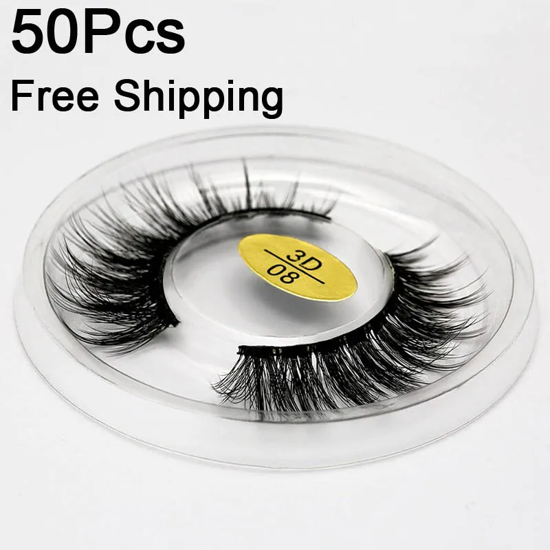 50Pcs 3D Mink Eyelashes Natural Long False Lashes Full Strip Thick HandMade Makeup cilios | Красота и здоровье