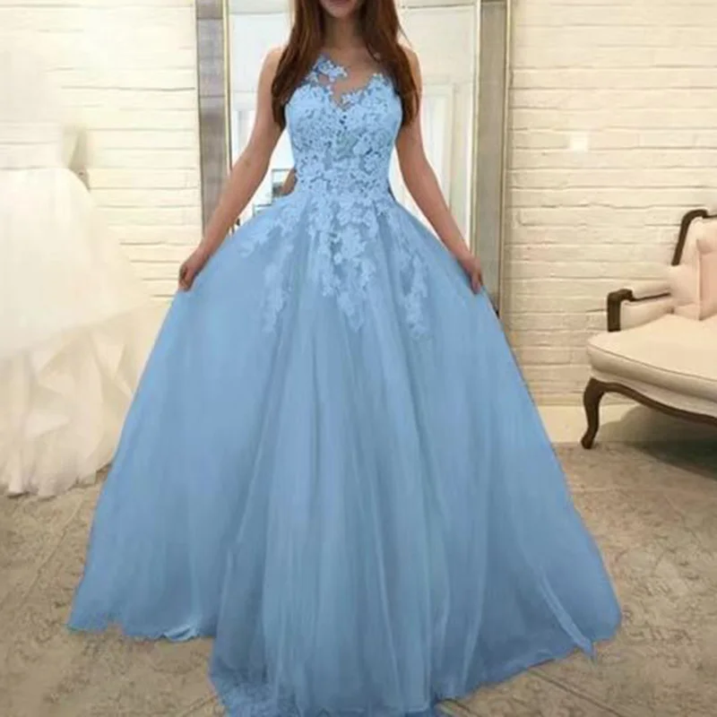 Дамское сексуальное кружевное платье без рукавов, Формальное лоскутное свадебное платье подружки невесты, Элегантное Длинное большое свободное платье S~ 2XL - Цвет: blue