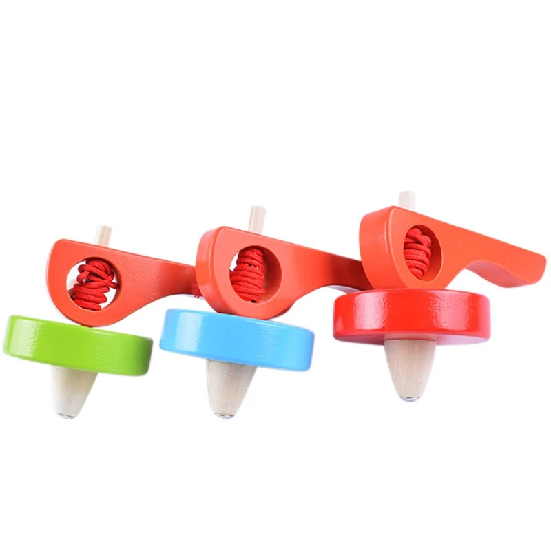 Novelty Kids Wooden Handle Pull Nut Gyro Classical Traditional Children Puzzle Multicolor Gyro Toys Random Color Novelty Kids Wooden Handle Pull Nut Gyro Classical Traditional Children Puzzle Multicolor Gyro Toys Random Color