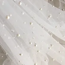 Бисерная сетка 1 м/лот белая сетчатая ткань мягкая сетка свадебное платье вуаль DIY ткань прозрачная ткань для платья H013