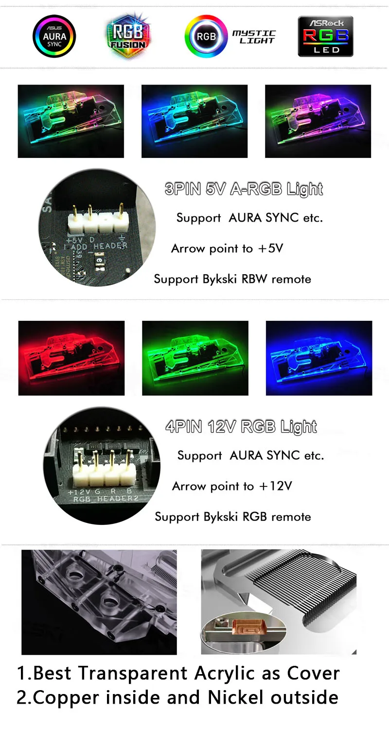  BYKSKI Full Cover Graphics Card Water Cooling GPU Block use for GIGABYTE GV-N980TIG1-GAMING-6GD5/GV