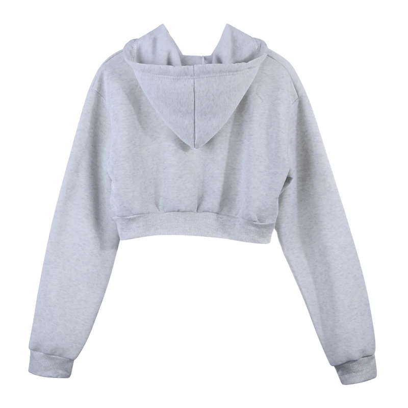Fashion Women Sweatshirt 2019 Hot Sale Hoodies Solid Crop Hoodie Long Sleeve Jumper Hooded Pullover Coat Casual Sweatshirt Top