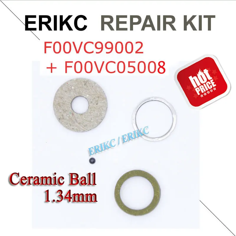 ERIKC F00VC99002+ F00VC05008 Common Rail дизельный небольшой керамический шаровой Ремонтный комплект F 00 в C05 008 топливный инжектор наборы диаметр 1,34 мм