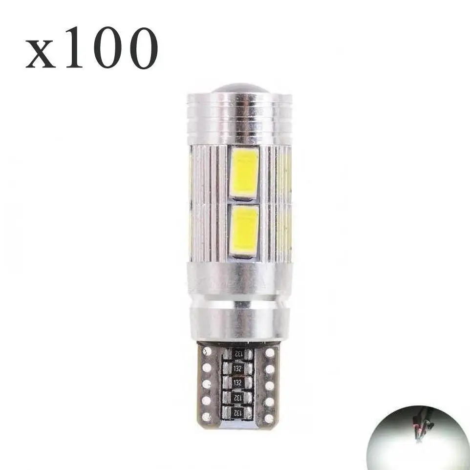 

100Pcs T10 Led Car W5W 194 10W 6000K 10SMD From Canbus Light-Emitting Diodes 5630 5730 Independent Bulb No Errors Univ Auto Lamp