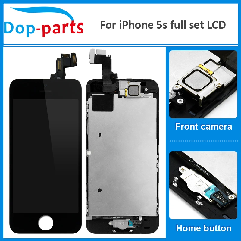 

AAA+++Quality Full Set LCD For iPhone 5s LCD Display home button + front camera Touch Screen Digitizer Assembly Replacement