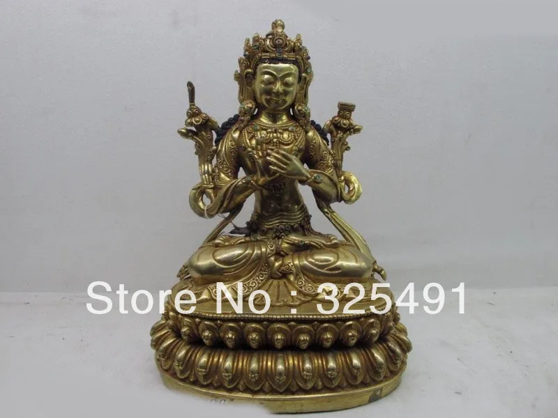 

8.5 Tibet Buddhism Copper Bronze Gold Gilt Vajradhara Manjusri Kwan-Yin Buddha z