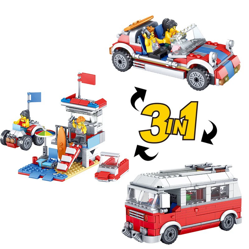Creator 3in1 Camper Bus Transform гоночный автомобиль 374 шт. фигурки строительные блоки