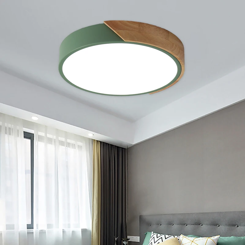 

Wood Metal 5cm Ultra-thin modern LED Ceiling Lights Lamp Luminaria Ceiling Light With 3 Color Fixtures Lustre Plafonnier