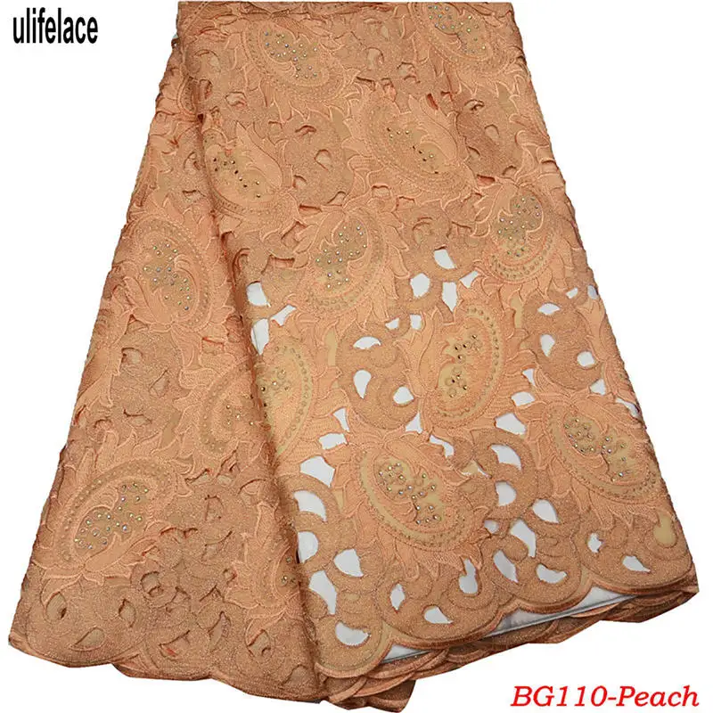 Швейцарское хлопковое кружево ручной работы, стразы для женского платья, нигерийская кружевная ткань, высокое качество, BG-110 - Цвет: color-8