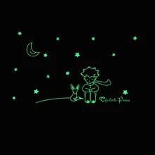 Популярная книга, сказочный Маленький принц с лисой, луной, звездой, домашний декор, светится в темноте, наклейка на стену для украшения детской комнаты