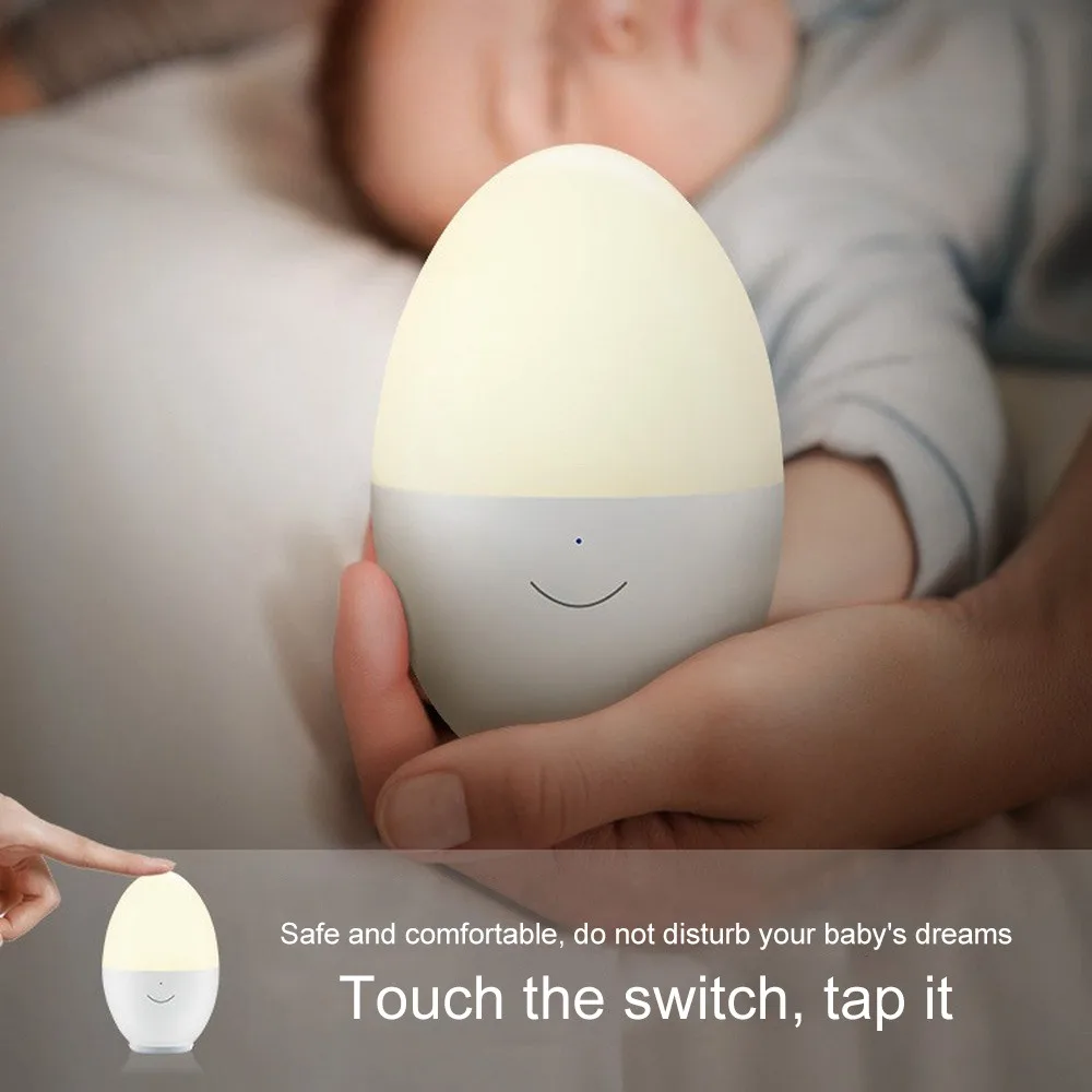 Quarto com Plug-poupança de Energia do Diodo Emissor de Luz Lâmpada do Sono do Bebê Ovo de Luz da Noite do Sensor de Toque Luz da Noite Interruptor Suave Crianças Criativo