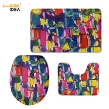HUGSIDEA Современный 3D рисунок дизайн ванная комната 3 шт. набор сиденье для унитаза крышка для унитаза мягкий коврик Домашний декор нескользящий пол ковер