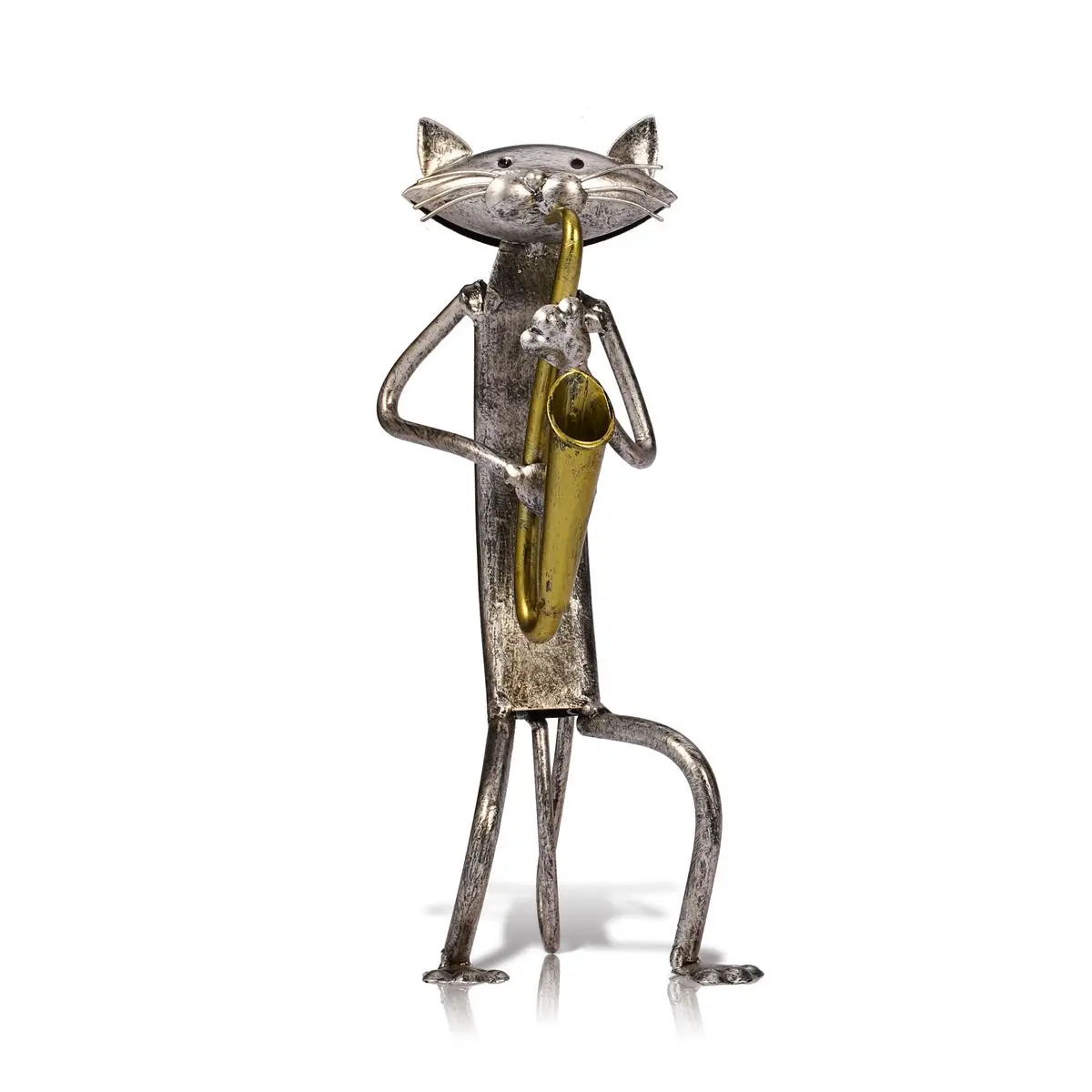 Tooarts Металлическая статуэтка pop A, играющая на гитаре, саксофон, Поющая фигурка кошки, предметы интерьера, подарок для украшения дома