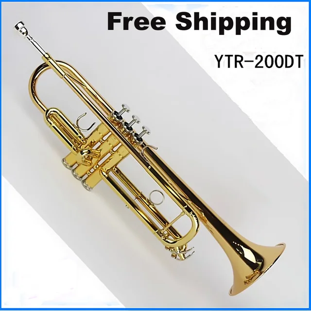 Cheap Free Shipping New musical instruments professional trumpet YTR 200DT trumpet bb Small brass instruments surface Gold Bb trumpet