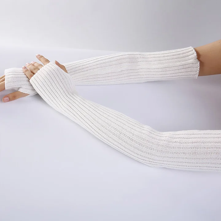 YOZIRON/Модные женские зимние перчатки для женщин и девочек, длинные перчатки без пальцев, однотонные, один размер, хлопковые, теплые, вязанные
