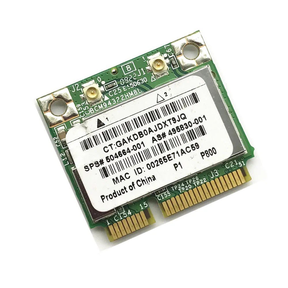 BroadCom BCM94322HM8L BCM4322 SPS: 504664-001 Половина мини PCI-Express PCIe беспроводной WLAN WiFi карта для hp DV2 DV3 DV6 DV7 4300