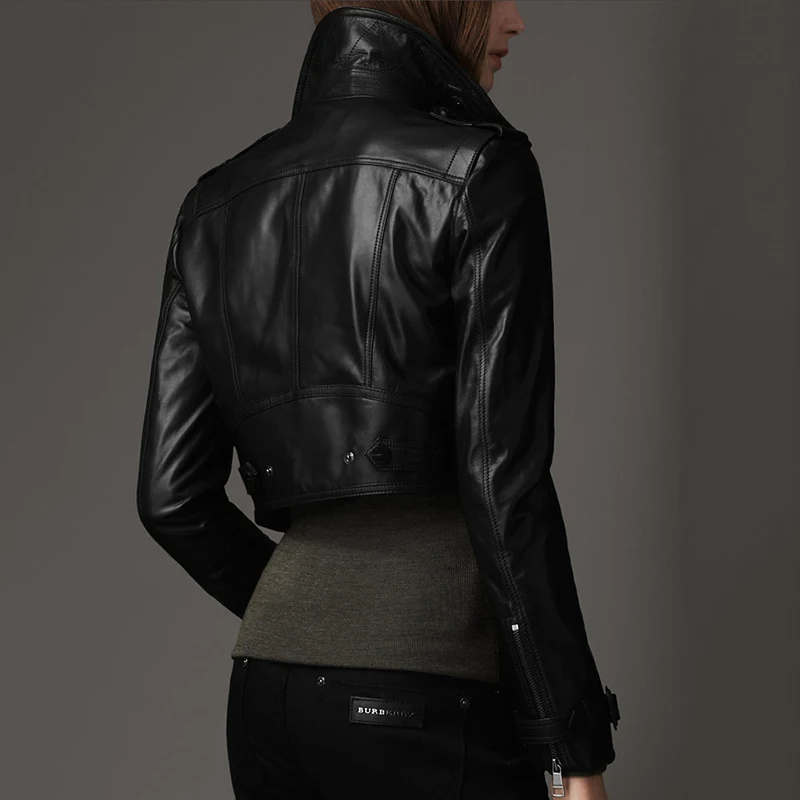 Женская короткая мотоциклетная куртка из натуральной кожи|jacket women|jacket designerjacket women