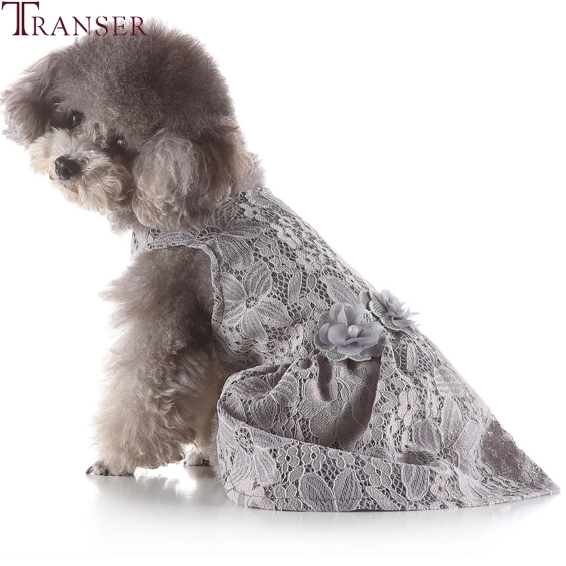 Модное Элегантное платье для собак серое цветочное кружево платья для маленьких собак весна, лето, домашний питомец Одежда для собак вечерние 90404