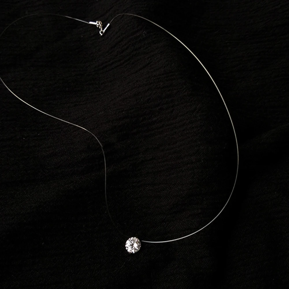 

Dazzling Zircon Necklace and Invisible Transparent Fishing Line Pendant Personality