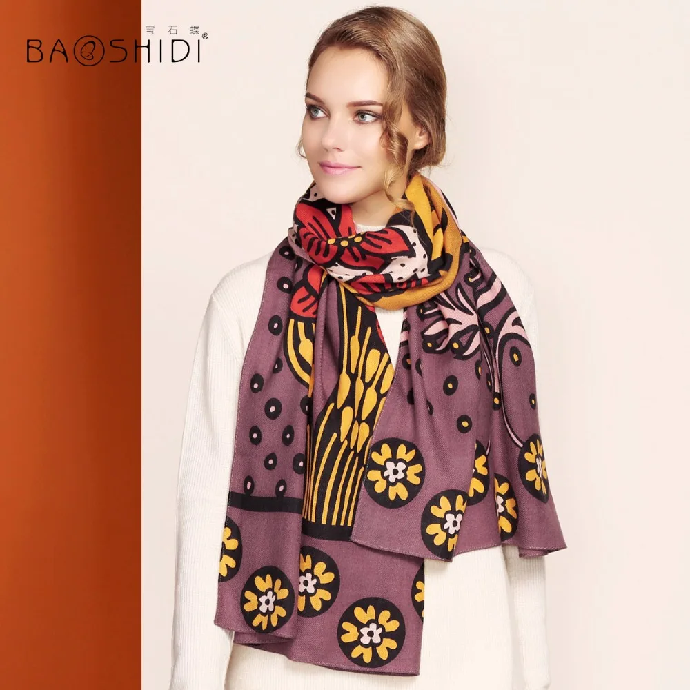 [BAOSHIDI] женский длинный шарф из шерсти, модные шарфы роскошного бренда, женская элегантная шаль, рождественские подарки для подруг