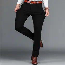 Vomint бренд мужской брюки классические Повседневное Бизнес стрейч брюки прямые брюки цвет: черный, синий хаки 4 цвета Большой Размер (44) 46