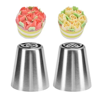

2style Stainless Steel Russian Nozzle Icing Piping Pastry Tips Flower Cream Torch Sugarcraft Pastry Baking Tool Cake Decorations