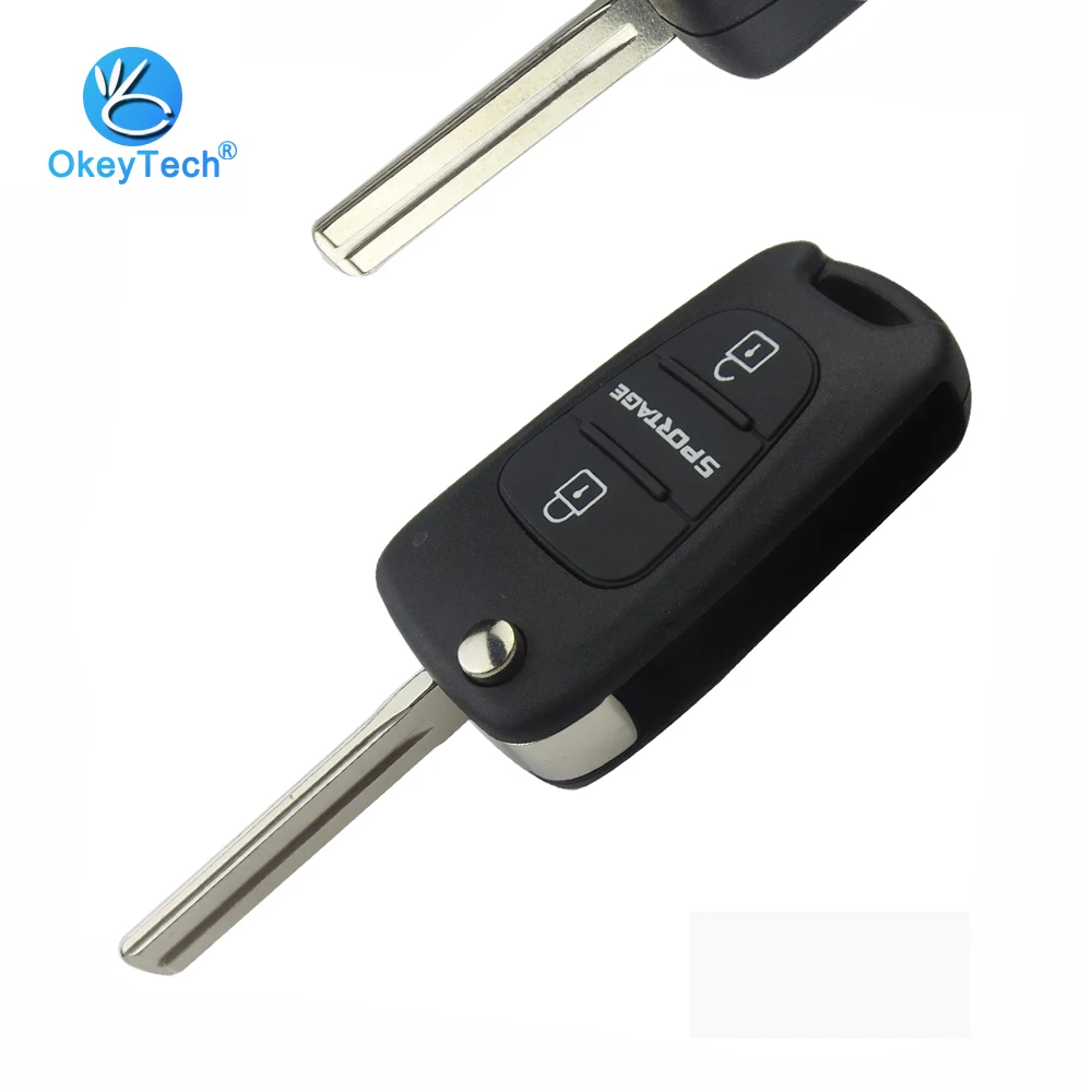 

OkeyTech for Kia Key Shell Flip Folding 3 Button Uncut Blank Blade Remote Key Shell Replacement Cover Case Fob for Kia Sportage
