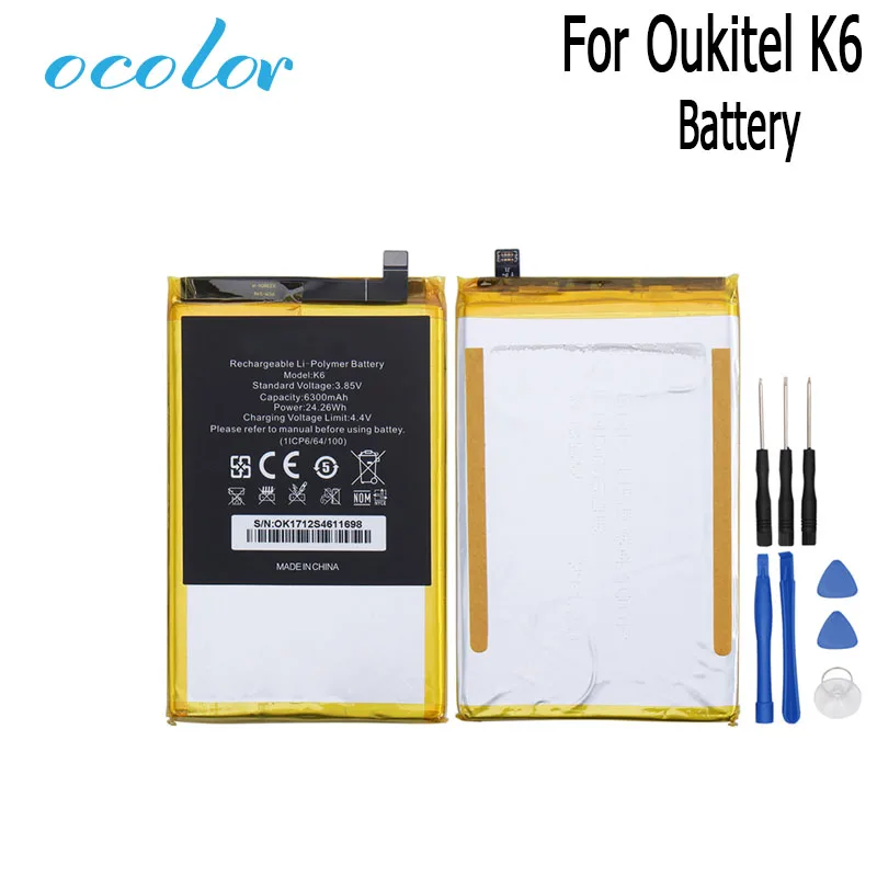 Ocolor для Oukitel K6 батарея 6300 мАч 100% Новый Сменный аксессуар аккумуляторы высокой