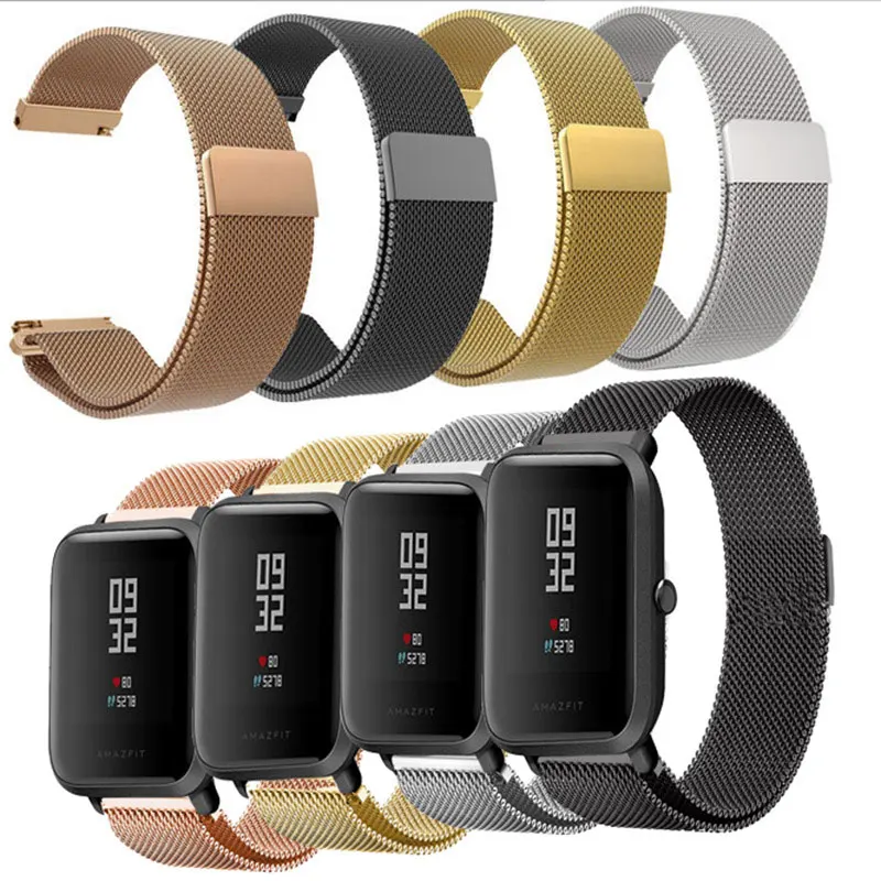 20 мм ремешок из нержавеющей стали для Xiaomi Huami Amazfit Youth Bip Смарт-часы сменный Браслет для Amazfit GTS GTR 42 мм