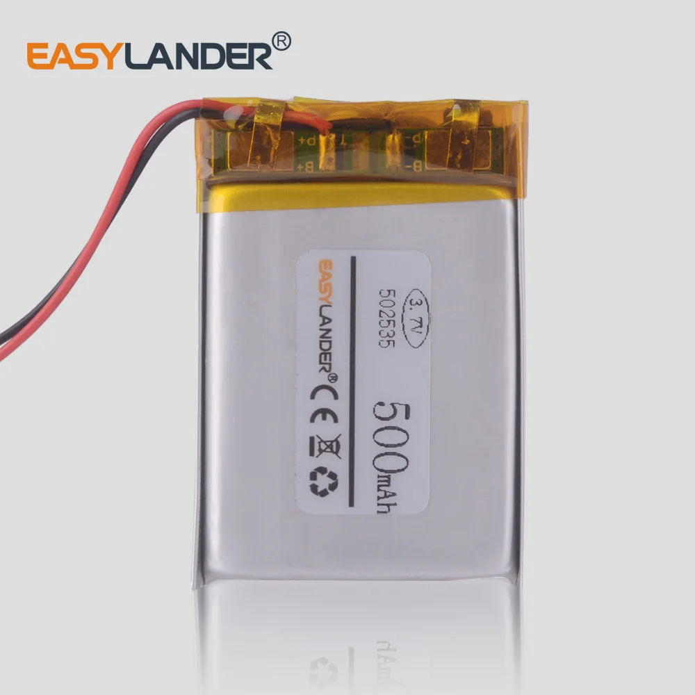 

3.7V 500mAh 502535 Lithium Polymer battery Registrar AdvoCam FD8 Gold DVR-5GP earphones wireless controller