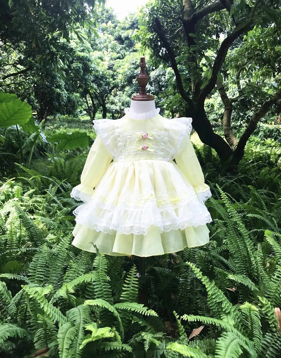 От 0 до 10 лет для маленьких девочек желтый лето-осень с длинным рукавом Yashmak Винтаж испанский кружевное платье принцессы в стиле «лолита» с изображением вечерние платья