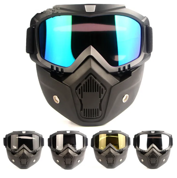 Модульные маски Съемные очки и рот фильтр идеально подходит для открытого лица полушлем для мотоцикла или винтажные маски