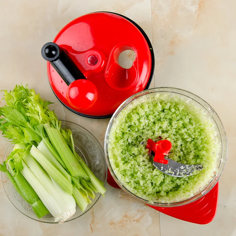 1.5L High-capacity Multi-function Kitchen Manual Food Processor Meat Grinder Vegetable Chopper Shredder Cutter Egg Blender