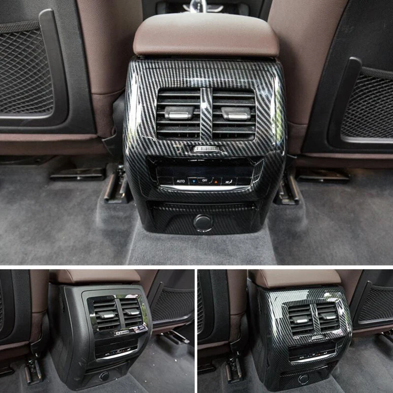 

For BMW X3 2018 1PC Carbon Fiber ABS Chrome Car Central Armrest Box Rear Panel Anti Kick Cover Trims Moldings Car Styling