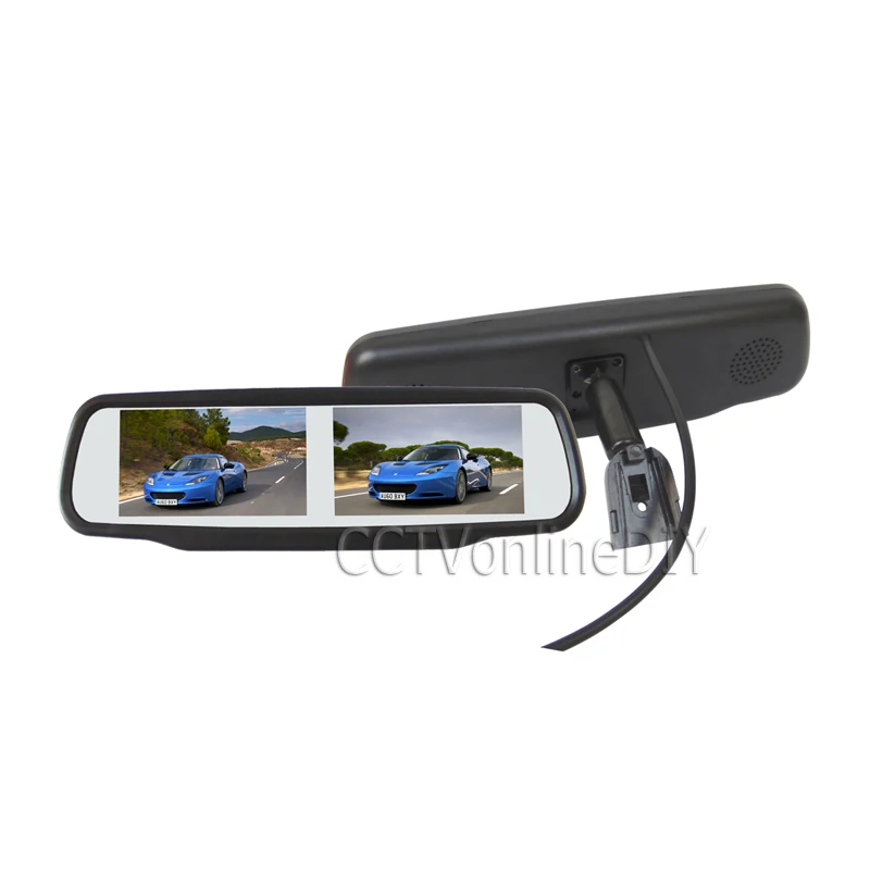 

ANSHILONG 4.3" TFT LCD Two Dual Screen Display Car Rearview Mirror Monitor w/ Special Bracket 4CH in