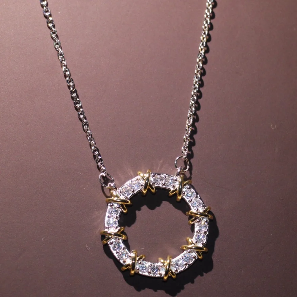 Choucong абсолютно крест кулон Девушка Роскошные ювелирные изделия 925 серебро AAA кубический цирконий отдельный цвет Бесконечность ожерелье для женщин