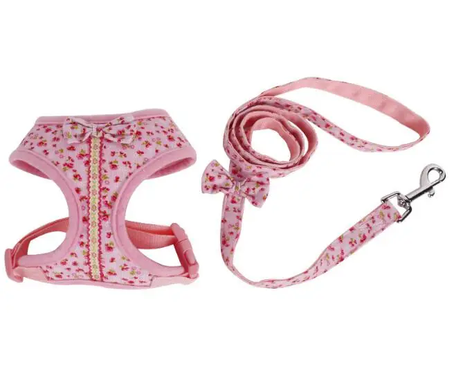 1pcs pet dog cat fashion floral harness lead sets supplies doggy