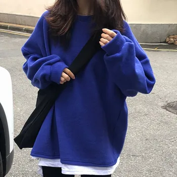 

Hoodies Women Harajuku Plus Velvet Thicken Ulzzang Cotton Womens Sweatshirts Students Loose Long Sleeve Ladies Pullover Chic