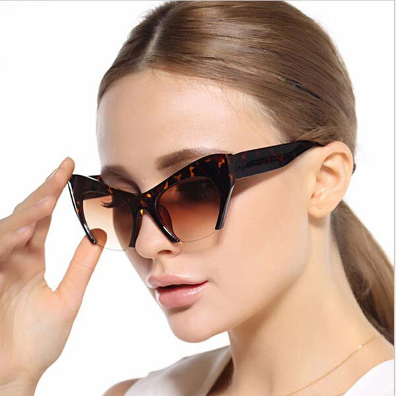 

New Luxury vintage Decorative Sunglasses women cat eye plastic frame Sun glasses fashion glasses Oculos De Sol good quality