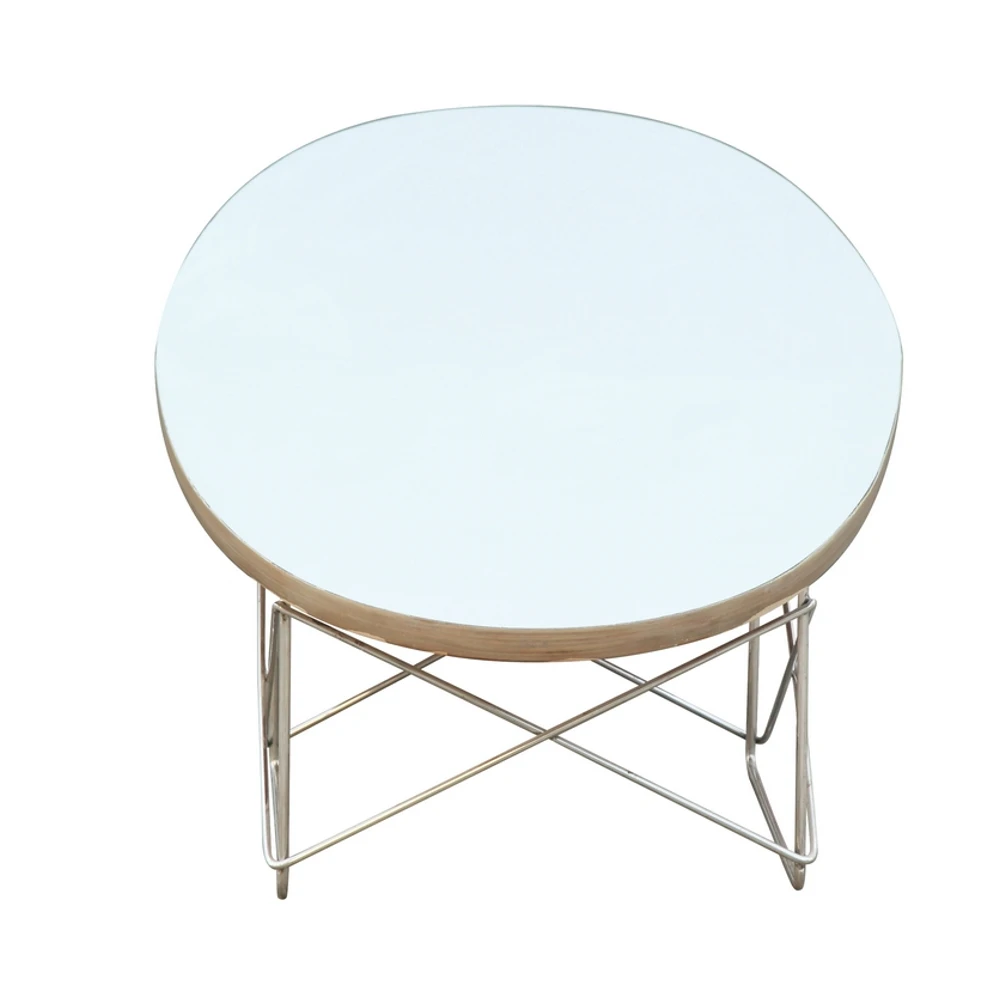 Fine Mod Imports Wire Wood Coffee Table, White (4)