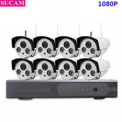 SUCAM CCTV Системы 1080 P 8CH HD Беспроводной комплект Ночное видение IP Камера Wi-Fi видеонаблюдения Камера комплект домашней безопасности Системы