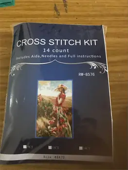 

Top Quality Beautiful Lovely Counted Cross Stitch Kit Flowering Place Red Clothes Dress Girl Lady Woman lusa lucas 49X73CM,