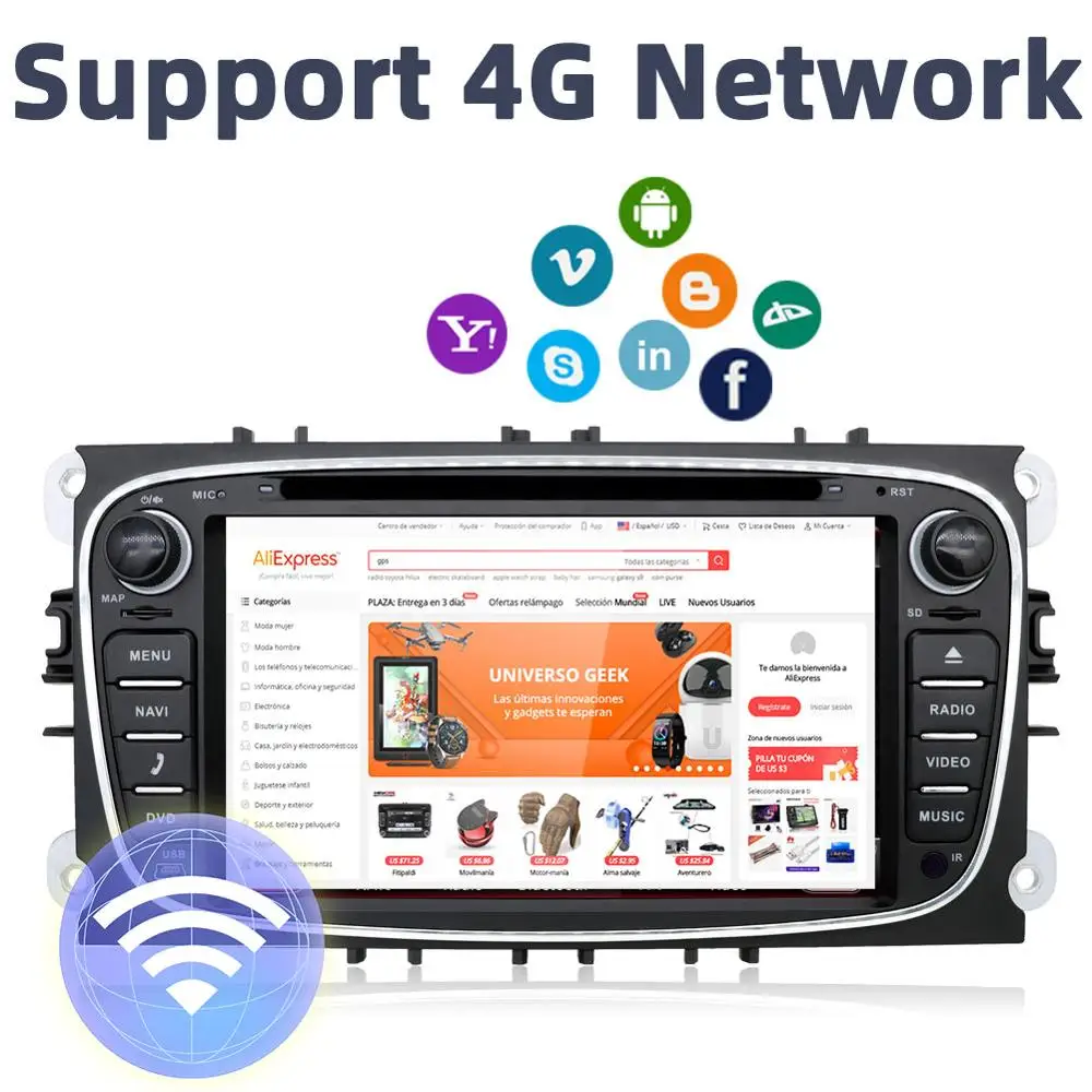 Bosion 2 din Android 9.0 car dvd for ford fucus mondeo s-max connect radio car HD car multimedia pl