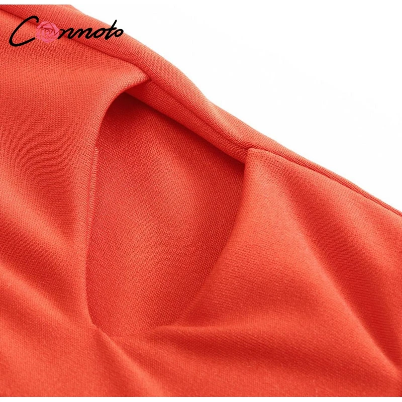 Conmoto Повседневный оранжевый летний костюм с открытыми плечами, стильный ромпер с широкими брюками, длинный ромпер с высокой талией, ромпер с вырезом