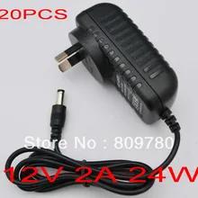 20 шт. AC 100 В-240 В адаптер конвертер DC 12 В 2A Питание АС Plug 2000mA+ DHL