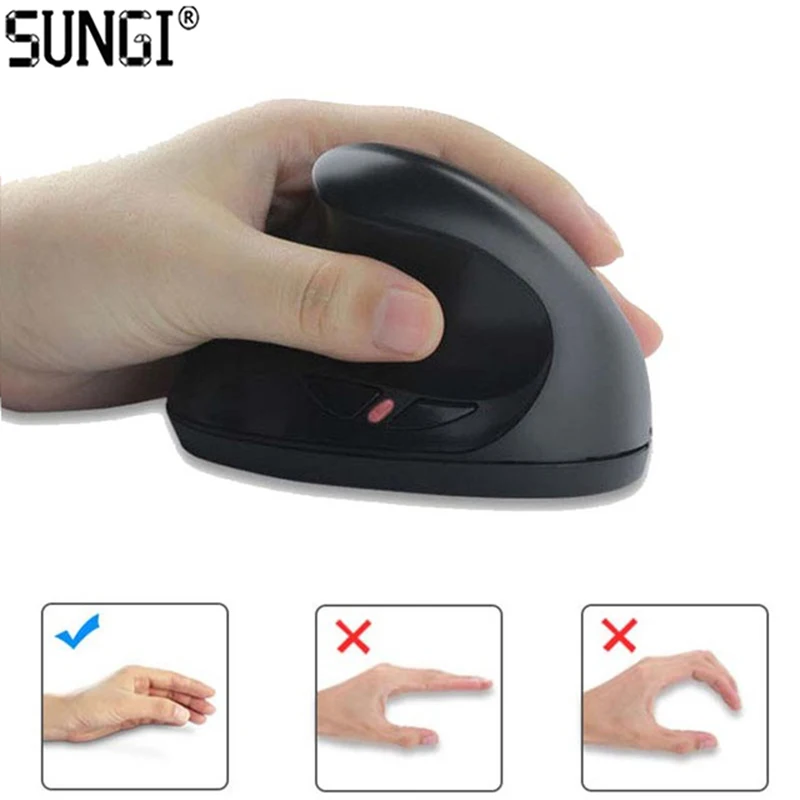 Sungi 2 4g left hand wireless mouse ergonomic design vertical mice 1000