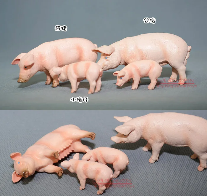 Animas ! solid animal model toy sow boar piglet de...