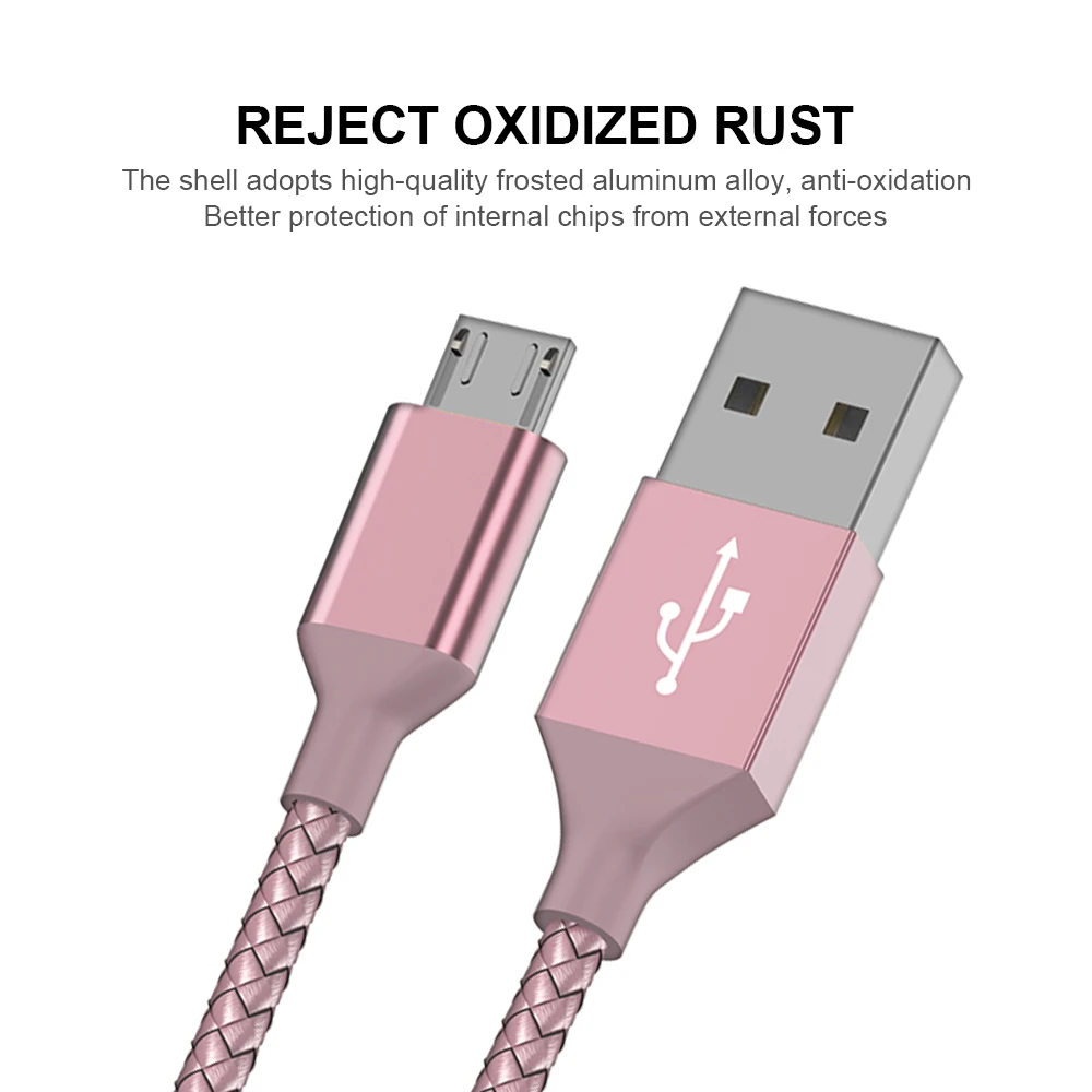 1M 2M 3M Fast Charging Micro USB Cable Nylon Braided Mobile Phone Data Sync Cord for Xiaomi Redmi Note 5 6 Pro Huawei Honor 8X 9