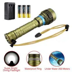 Дайвинг фонарик лампы 200 м Подводные 7 * L2 T6 светодиодный Lanttern аквалангист Torch Light для 3x18650 или 26650 Батарея